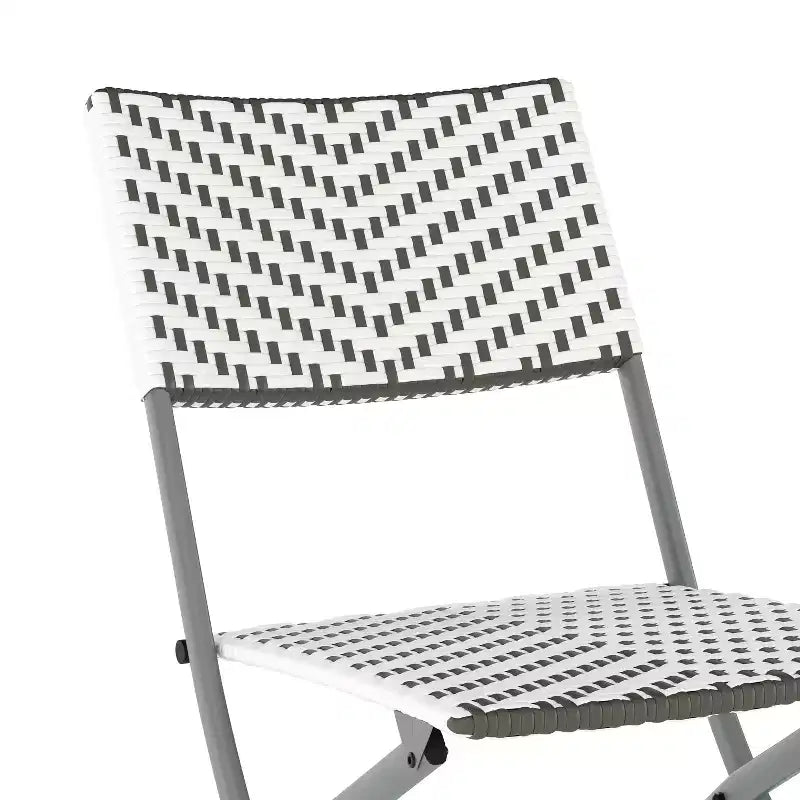 Flash Furniture Rouen Three Piece Folding Bistro Set in PE Rattan with Metal Frames for Indoor and Outdoor Use