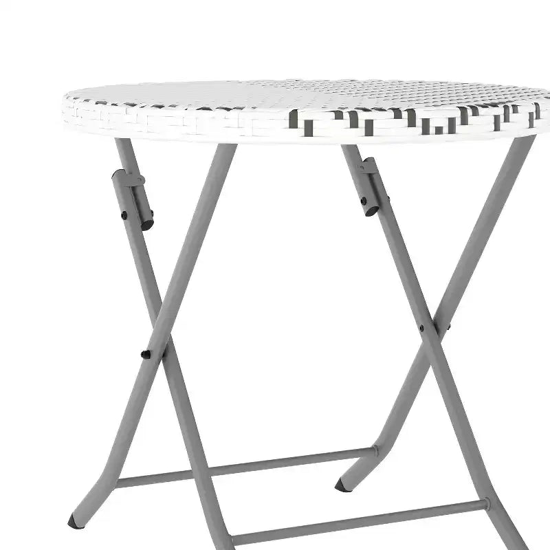 Flash Furniture Rouen Three Piece Folding Bistro Set in PE Rattan with Metal Frames for Indoor and Outdoor Use