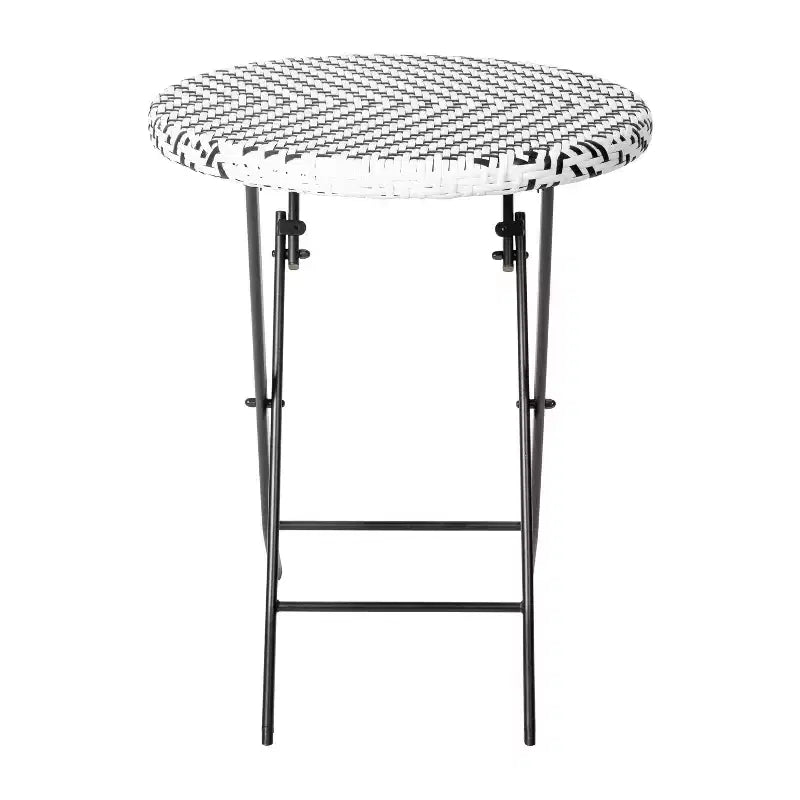 Flash Furniture Rouen Three Piece Folding Bistro Set in PE Rattan with Metal Frames for Indoor and Outdoor Use