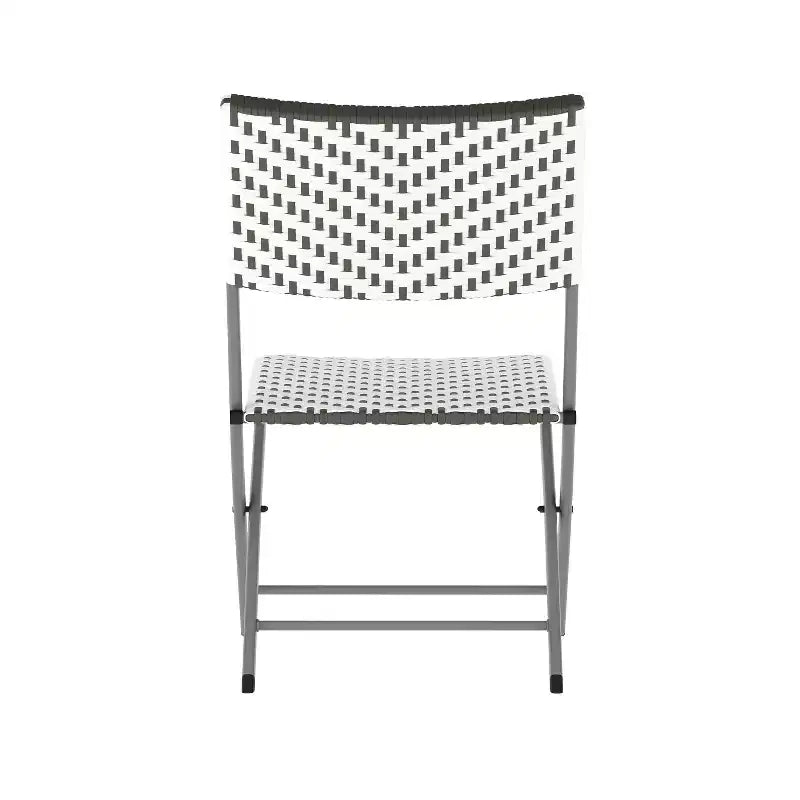 Flash Furniture Rouen Three Piece Folding Bistro Set in PE Rattan with Metal Frames for Indoor and Outdoor Use