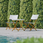Flash Furniture Rouen Three Piece Folding Bistro Set in PE Rattan with Metal Frames for Indoor and Outdoor Use