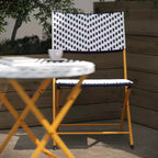 Flash Furniture Rouen Three Piece Folding Bistro Set in PE Rattan with Metal Frames for Indoor and Outdoor Use
