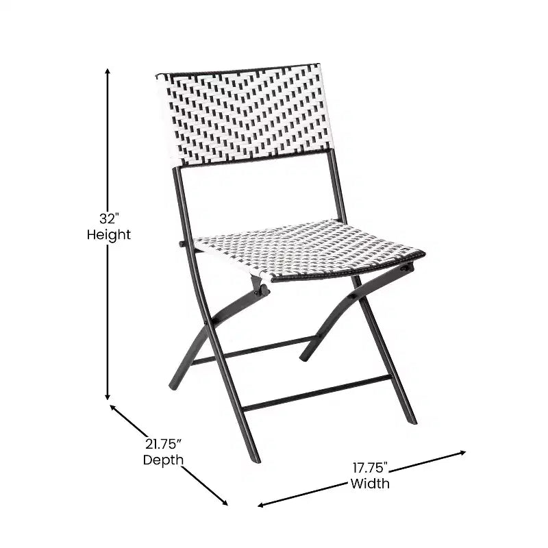 Emma & Oliver Ciel Three Piece Folding Bistro Set in PE Rattan with Metal Frames for Indoor and Outdoor Use