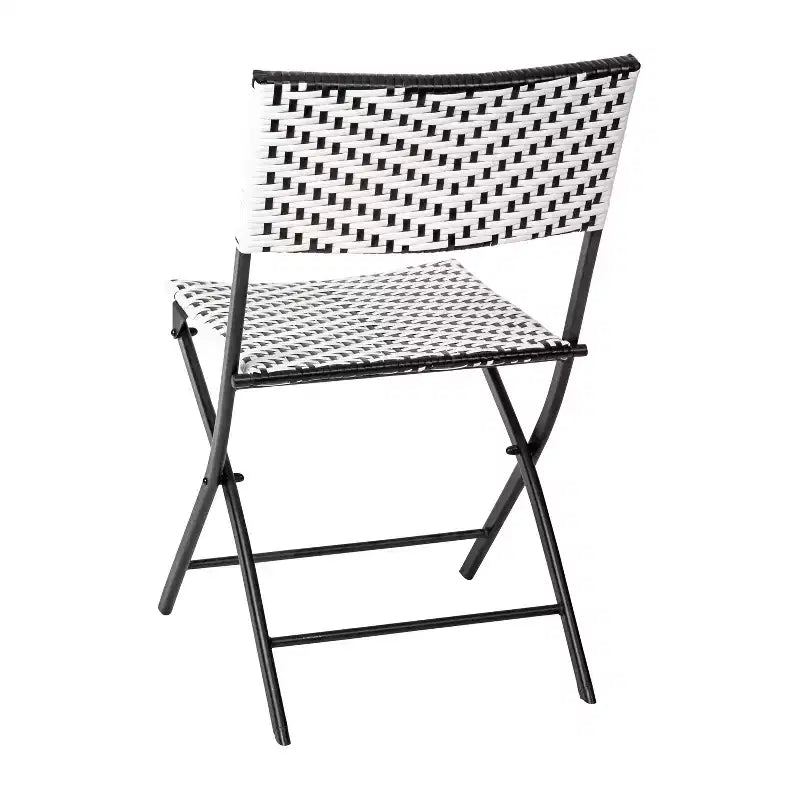 Emma & Oliver Ciel Three Piece Folding Bistro Set in PE Rattan with Metal Frames for Indoor and Outdoor Use