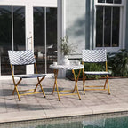 Emma & Oliver Ciel Three Piece Folding Bistro Set in PE Rattan with Metal Frames for Indoor and Outdoor Use
