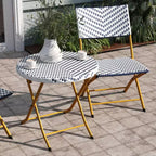 Emma & Oliver Ciel Three Piece Folding Bistro Set in PE Rattan with Metal Frames for Indoor and Outdoor Use