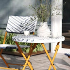 Emma & Oliver Ciel Three Piece Folding Bistro Set in PE Rattan with Metal Frames for Indoor and Outdoor Use