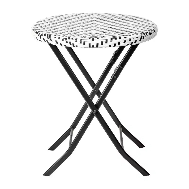 Emma & Oliver Ciel Three Piece Folding Bistro Set in PE Rattan with Metal Frames for Indoor and Outdoor Use