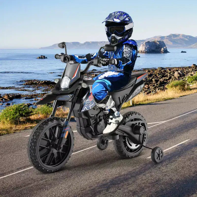 Costway 12V Licensed Aprilia Kids Ride On Motorcycle Electric Dirt Bike with Light & Music