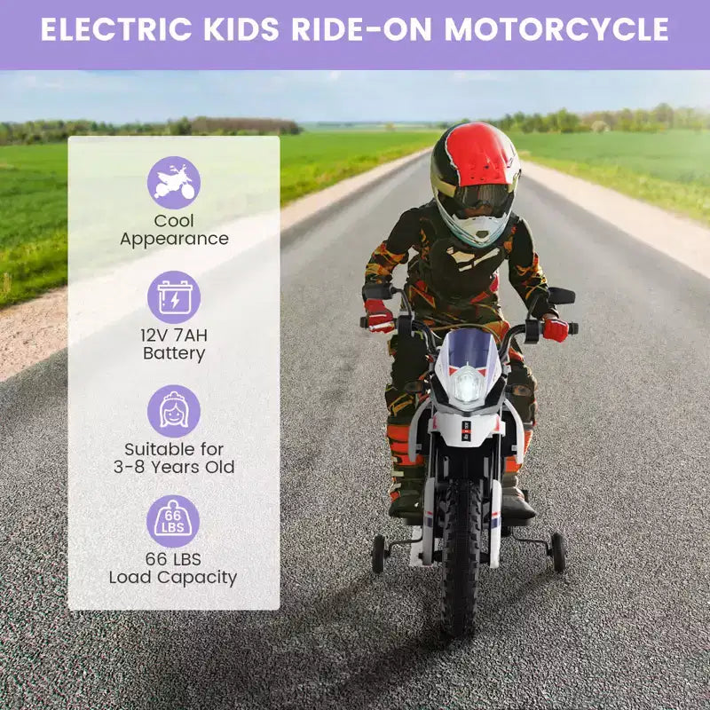 Costway 12V Licensed Aprilia Kids Ride On Motorcycle Electric Dirt Bike with Light & Music