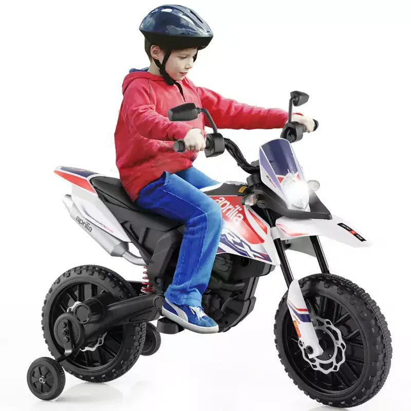 Costway 12V Licensed Aprilia Kids Ride On Motorcycle Electric Dirt Bike with Light & Music