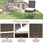 Costway 10 PCS Patio Rattan Dining Set Glass Table High Back Chair Garden Deck Mix Brown
