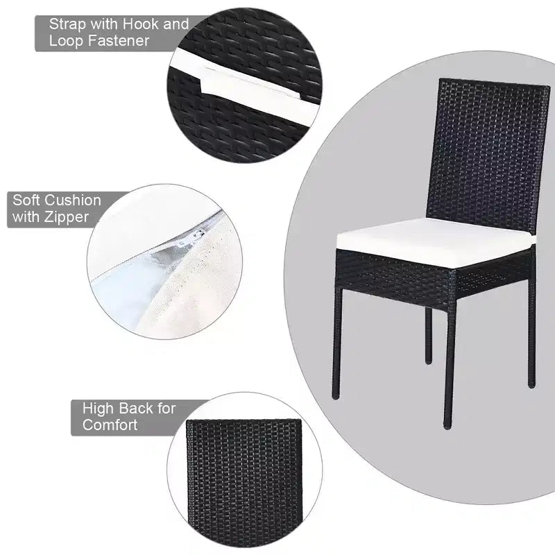 Costway 10PCS Patio Rattan Dining Set Cushioned Chair Table with Glass Top Garden Furniture