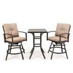 Costway Patio 3pcs Swivel Bar Height Bistro Set Cushioned Table Stools Furniture Outdoor
