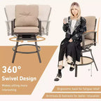 Costway Patio 3pcs Swivel Bar Height Bistro Set Cushioned Table Stools Furniture Outdoor