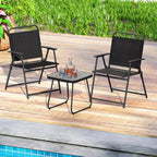 Costway 3pcs Patio Folding Conversation Chairs&Table Heavy-Duty Metal Outdoor Portable