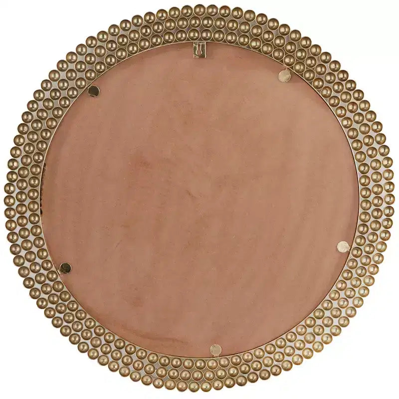 Metal Round with Beaded Detailing Wall Mirror - CosmoLiving by Cosmopolitan