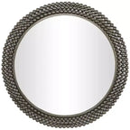 Metal Round with Beaded Detailing Wall Mirror - CosmoLiving by Cosmopolitan