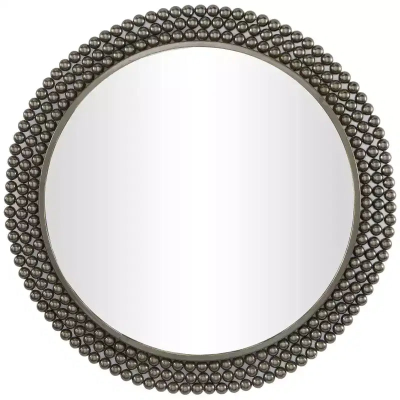 Metal Round with Beaded Detailing Wall Mirror - CosmoLiving by Cosmopolitan