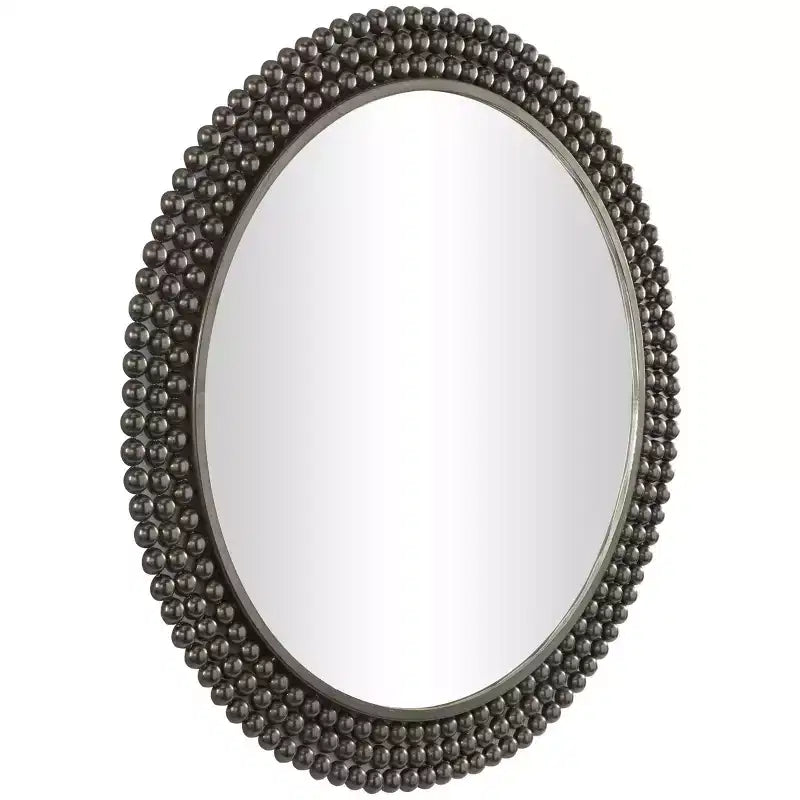 Metal Round with Beaded Detailing Wall Mirror - CosmoLiving by Cosmopolitan