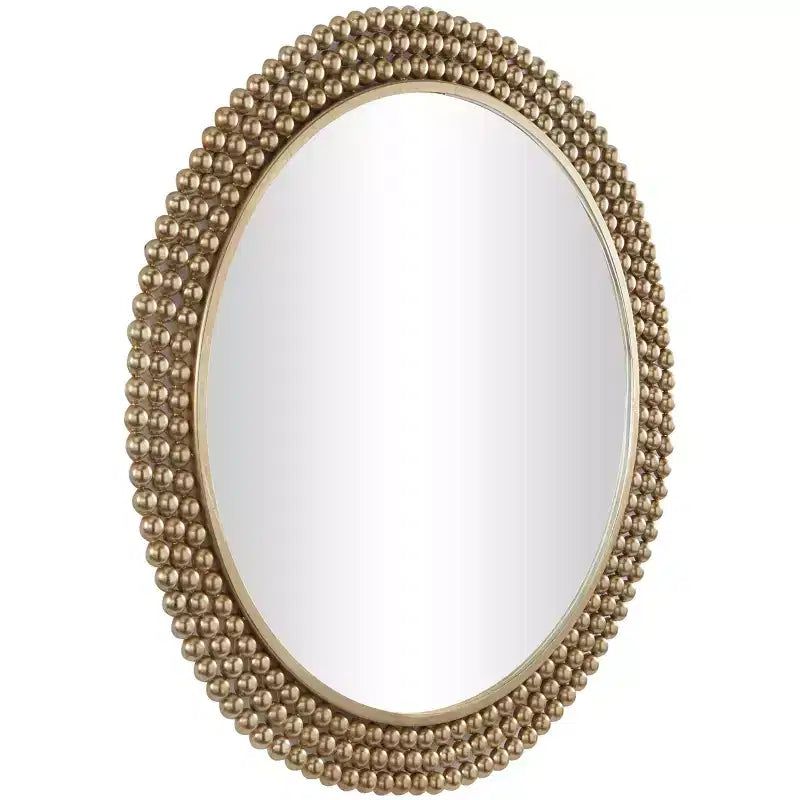 Metal Round with Beaded Detailing Wall Mirror - CosmoLiving by Cosmopolitan
