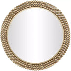 Metal Round with Beaded Detailing Wall Mirror - CosmoLiving by Cosmopolitan