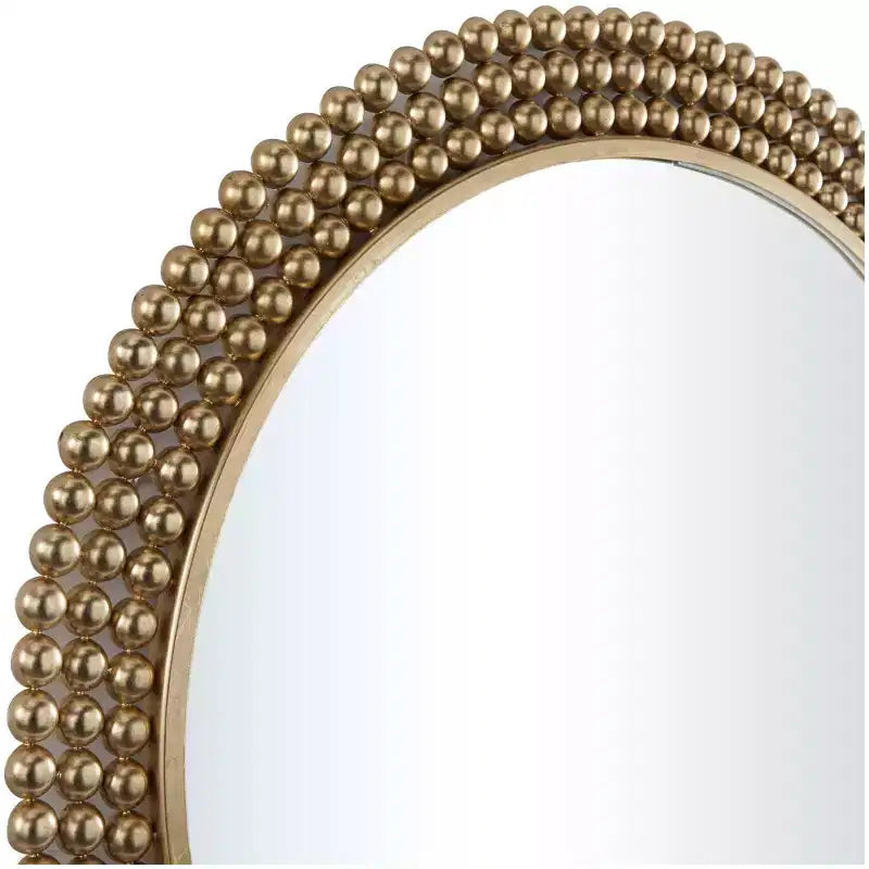 Metal Round with Beaded Detailing Wall Mirror - CosmoLiving by Cosmopolitan