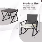 Costway 3PCS Patio Rattan Wicker Rocking Chairs Table Bistro Set Cushioned Rocker Garden
