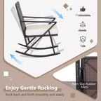 Costway 3PCS Patio Rattan Wicker Rocking Chairs Table Bistro Set Cushioned Rocker Garden