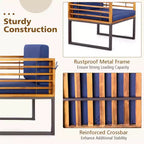 Costway 3pcs Patio Acacia Wood Bistro Conversation Cushioned Chair & Table Set Outdoor