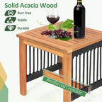 Costway 3pcs Patio Acacia Wood Bistro Table Rocking Chair Set All-Weather Rope Outdoor