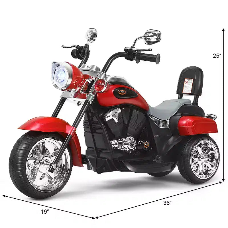 Costway 3 Wheel Kids Ride On Motorcycle 6V Battery Powered Electric Toy Blue/Pink/White/Red