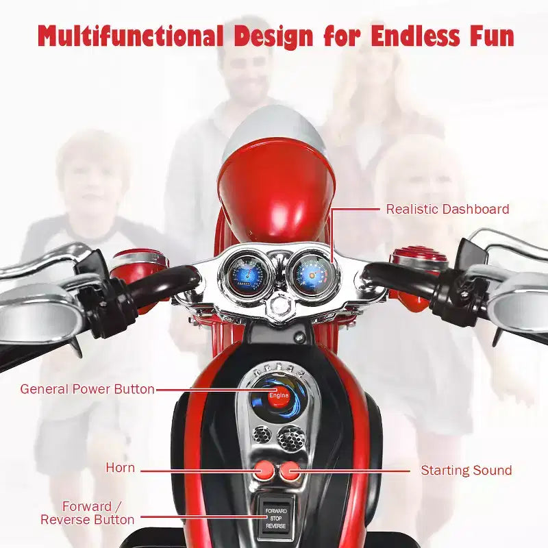 Costway 3 Wheel Kids Ride On Motorcycle 6V Battery Powered Electric Toy Blue/Pink/White/Red