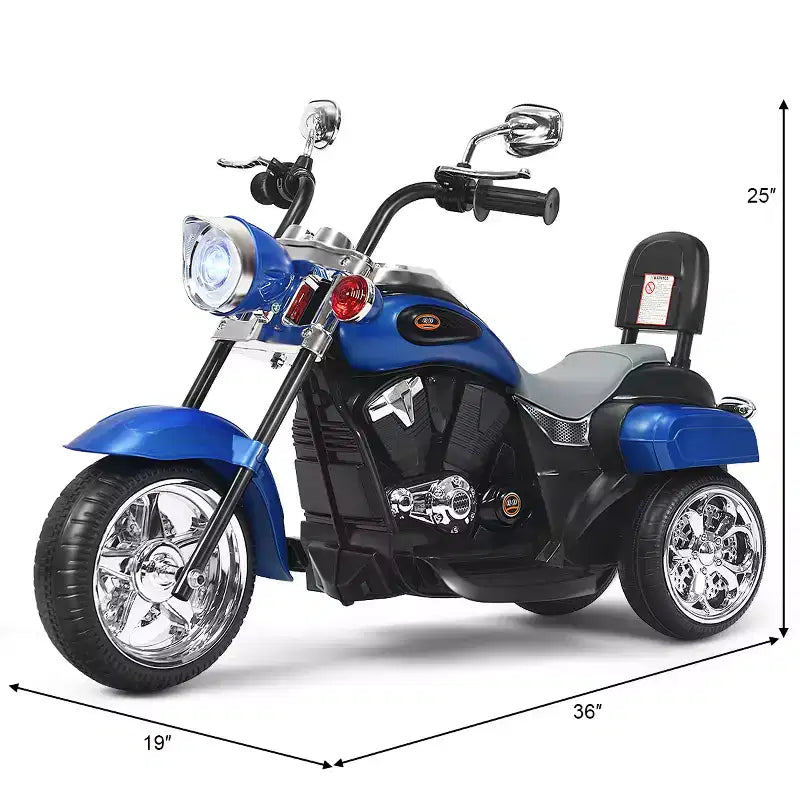 Costway 3 Wheel Kids Ride On Motorcycle 6V Battery Powered Electric Toy Blue/Pink/White/Red