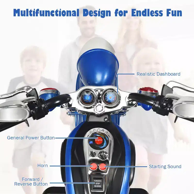 Costway 3 Wheel Kids Ride On Motorcycle 6V Battery Powered Electric Toy Blue/Pink/White/Red