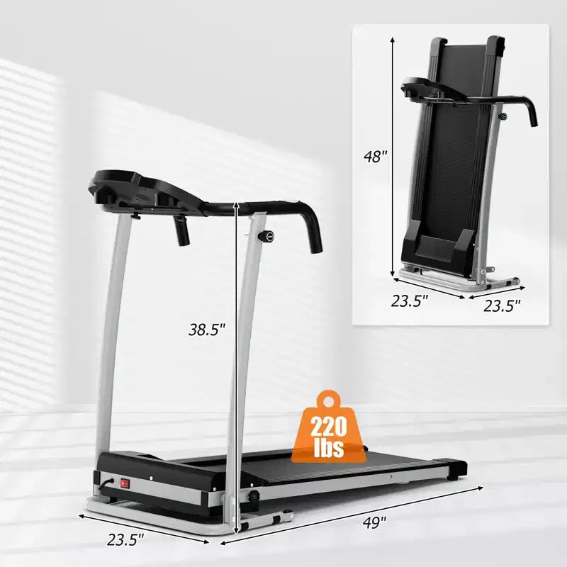 Costway 2 HP Folding Treadmill Motorized Running Machine 12 Preset Program & LCD Display Black/White
