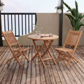 Costway 3pcs Patio Outdoor Indonesia Teak Wood Bistro Dining Set Folding Chair & Table Slatted
