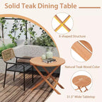 Costway 3pcs Patio Outdoor Indonesia Teak Wood Bistro Dining Set Folding Chair & Table Slatted