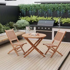 Costway 3pcs Patio Outdoor Indonesia Teak Wood Bistro Dining Set Folding Chair & Table Slatted