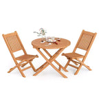 Costway 3pcs Patio Outdoor Indonesia Teak Wood Bistro Dining Set Folding Chair & Table Slatted