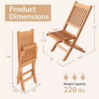 Costway 3pcs Patio Outdoor Indonesia Teak Wood Bistro Dining Set Folding Chair & Table Slatted