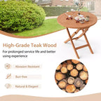 Costway 3pcs Patio Outdoor Indonesia Teak Wood Bistro Dining Set Folding Chair & Table Slatted