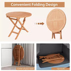Costway 3pcs Patio Outdoor Indonesia Teak Wood Bistro Dining Set Folding Chair & Table Slatted