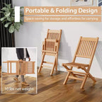Costway 3pcs Patio Outdoor Indonesia Teak Wood Bistro Dining Set Folding Chair & Table Slatted