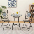 Costway 3pcs Patio Bistro Set Mosaic Pattern Heavy-Duty Metal Dining Folding Outdoor
