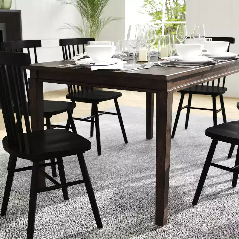 Flash Furniture Henry Solid Wood Dining Table, Commercial Grade Heavy Duty Rectangle Wood Table for 6