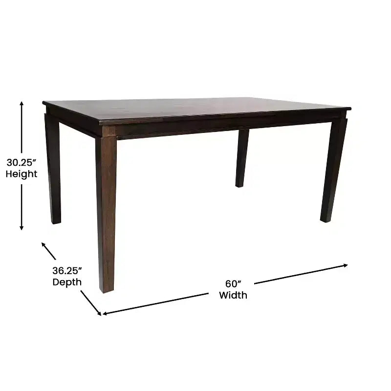 Flash Furniture Henry Solid Wood Dining Table, Commercial Grade Heavy Duty Rectangle Wood Table for 6
