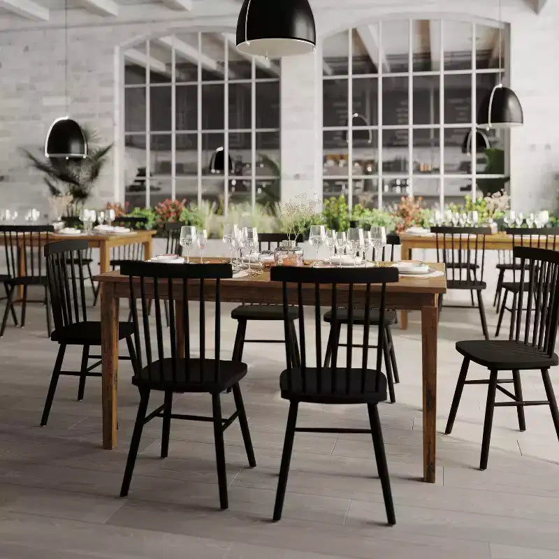 Flash Furniture Henry Solid Wood Dining Table, Commercial Grade Heavy Duty Rectangle Wood Table for 6