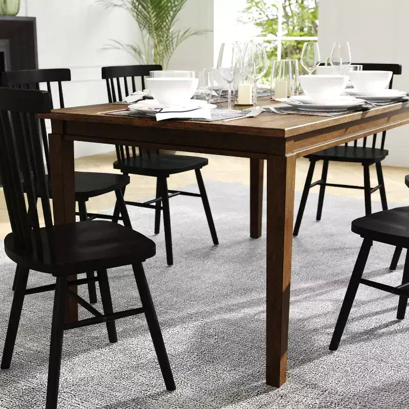 Flash Furniture Henry Solid Wood Dining Table, Commercial Grade Heavy Duty Rectangle Wood Table for 6