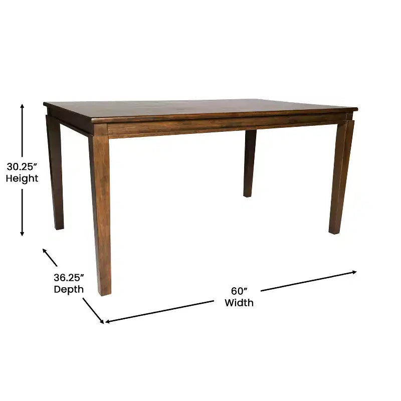 Flash Furniture Henry Solid Wood Dining Table, Commercial Grade Heavy Duty Rectangle Wood Table for 6